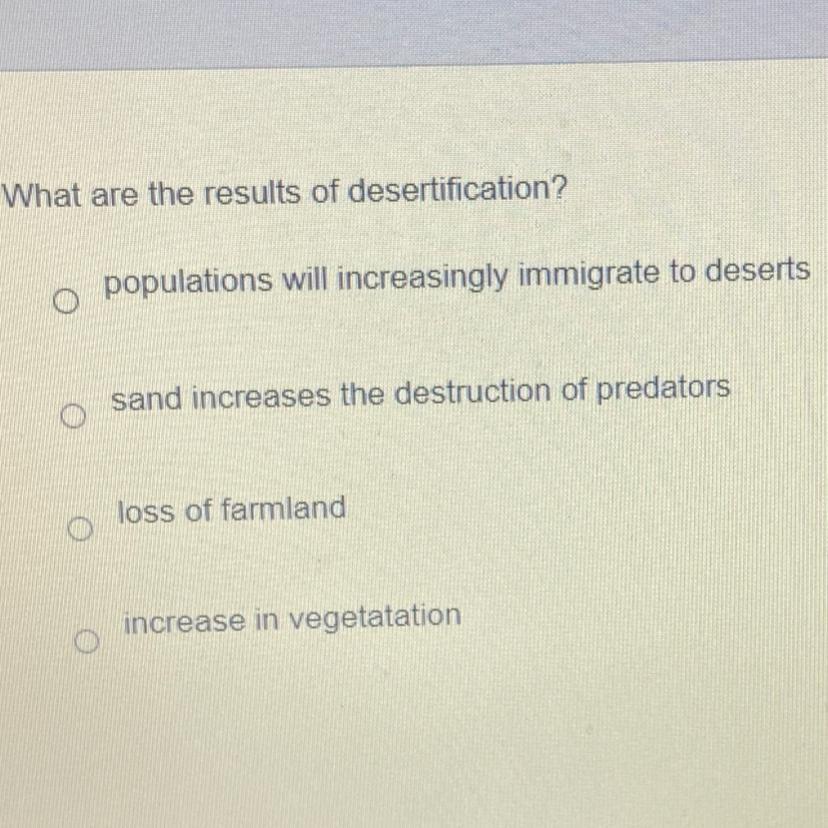 What are the results of desertification 