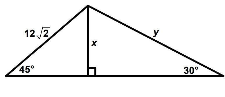 Find the value of x and y (picture attached) (choose one option)A. x=12, y=24B. x=24, y=12C. x=12, y=123D.