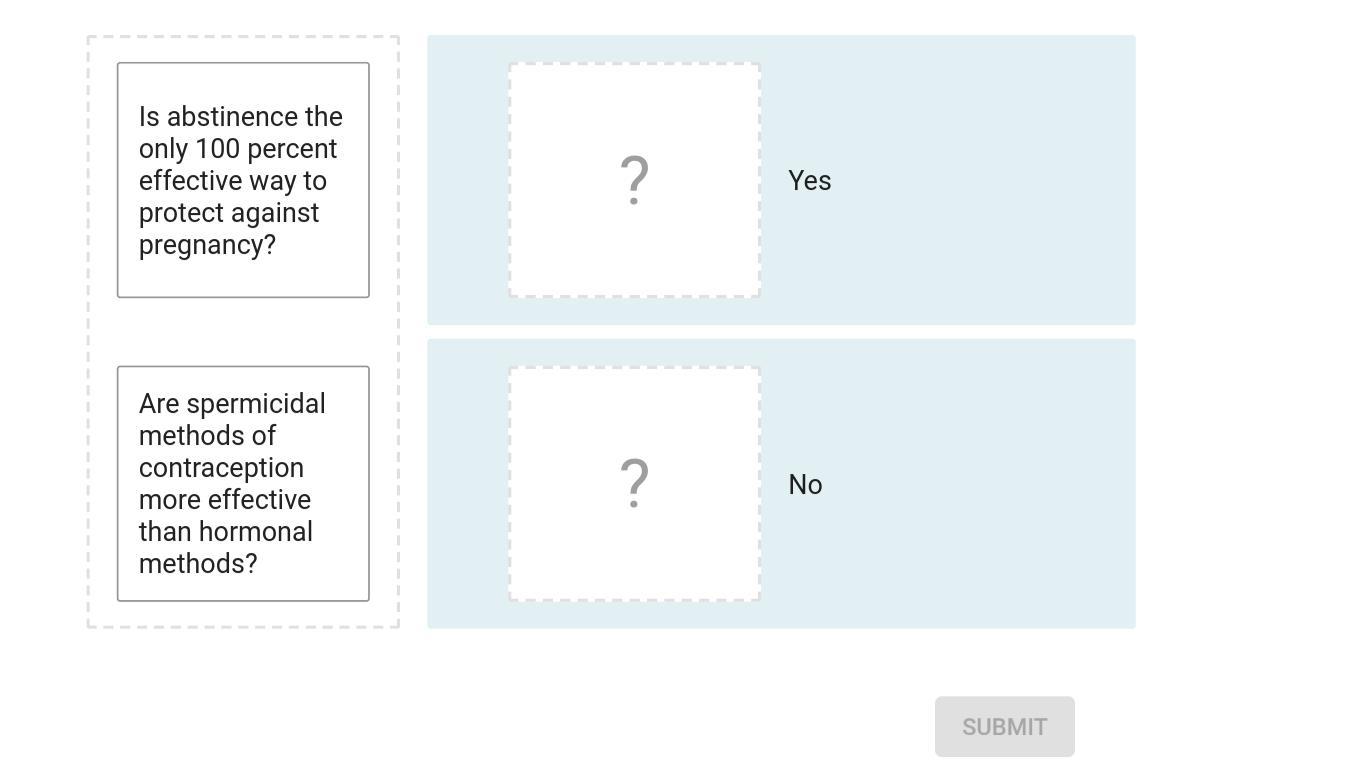 match each question about choosing a contraceptive with the best answer