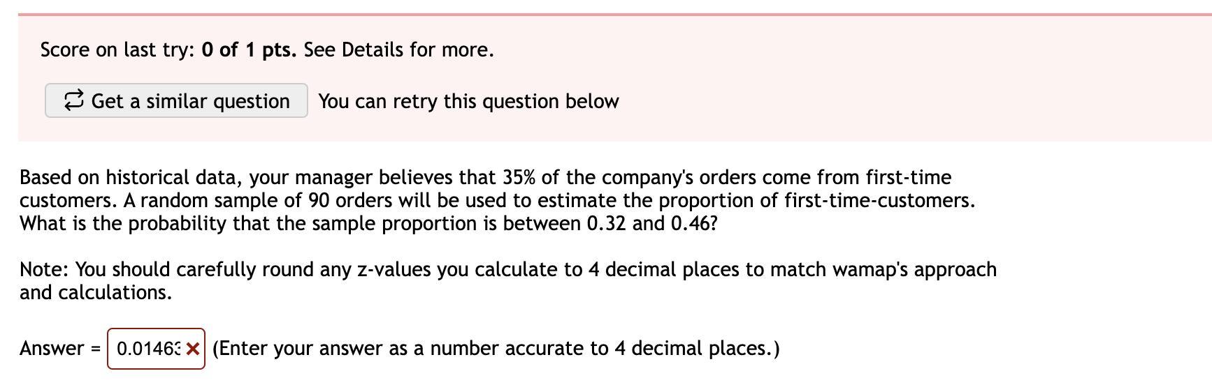 What is the probability that the sample proportion is between 0.32 and 0.46?