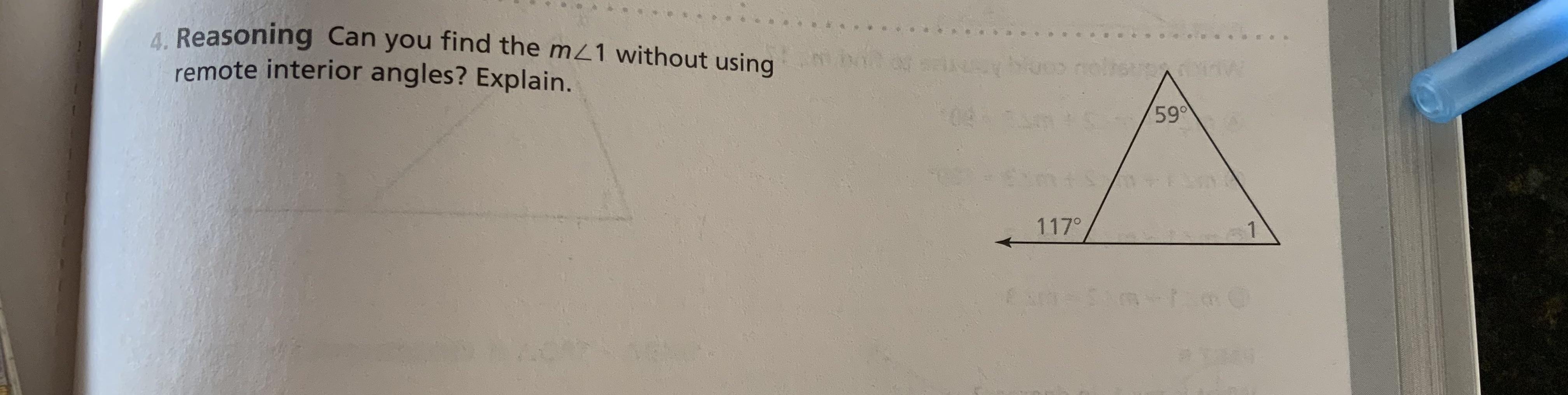 can you find m&lt;1 without using remote interior angles? explain.