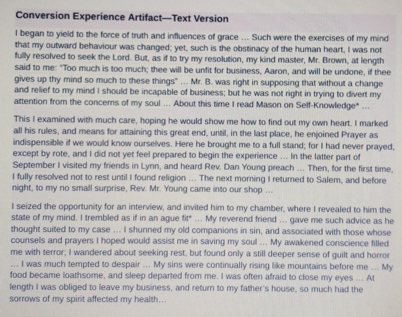 The artifacts I use was the descriptive text Discuss how the artifact relates to the Second Great Awakening.