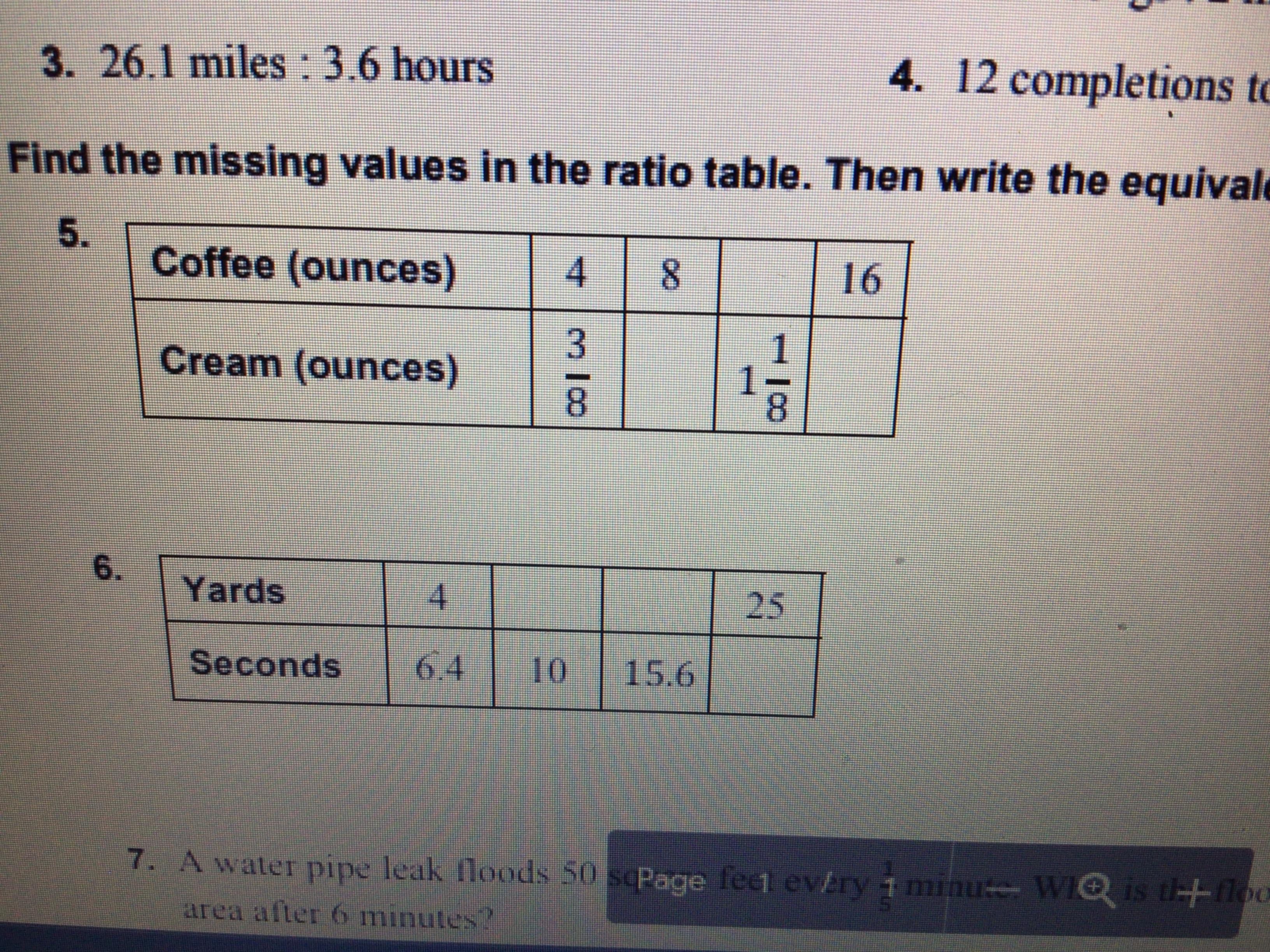 Find the missing value in the ratio table
