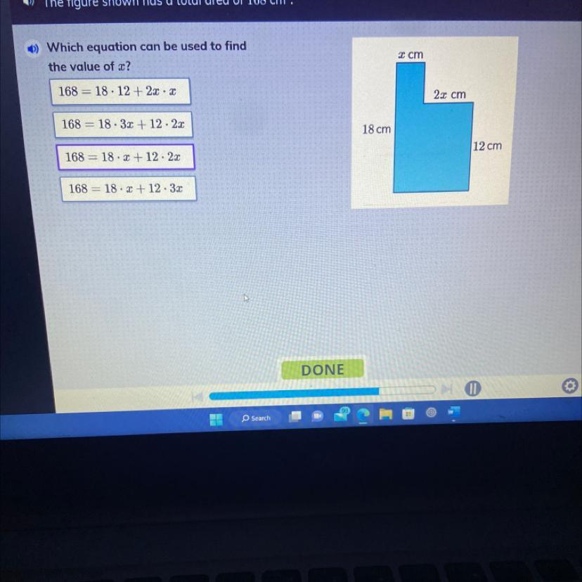 Which equation can be used to find the value of x?Please help me I really need it 