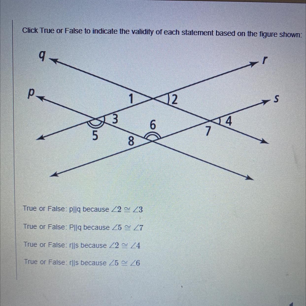 Determine if its true or false based on the figure shown