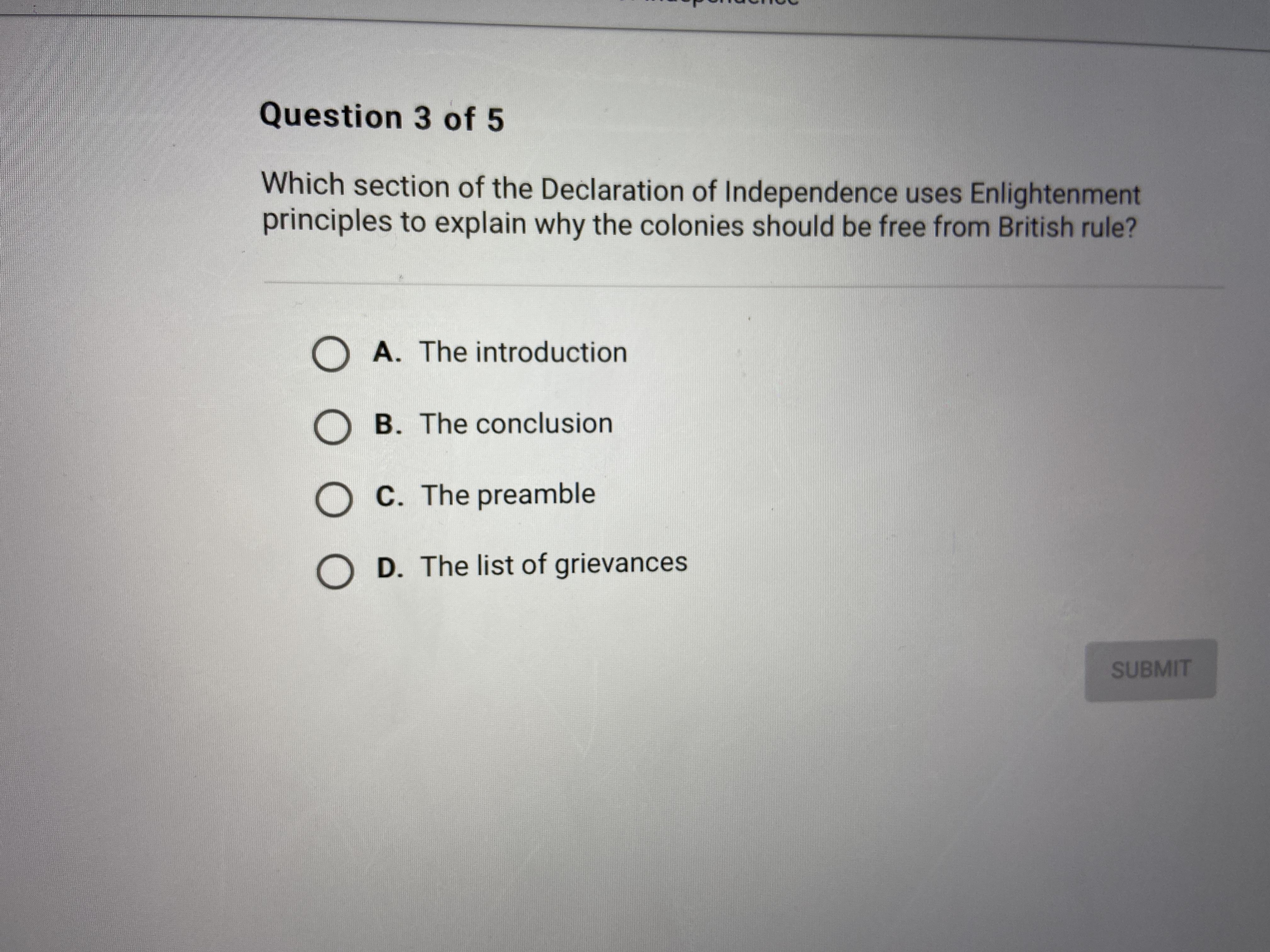 Which Section Of The Declaration Of Independence Uses Enlightenment Principles To Explain Why The Colonies