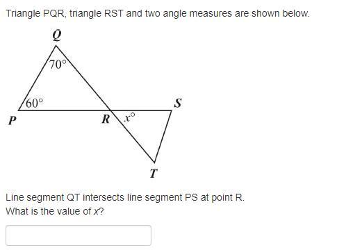 Triangle PQR, Triangle RST And Two Angle Measures Are Shown BelowLine Segment QT Intersects Line Segment