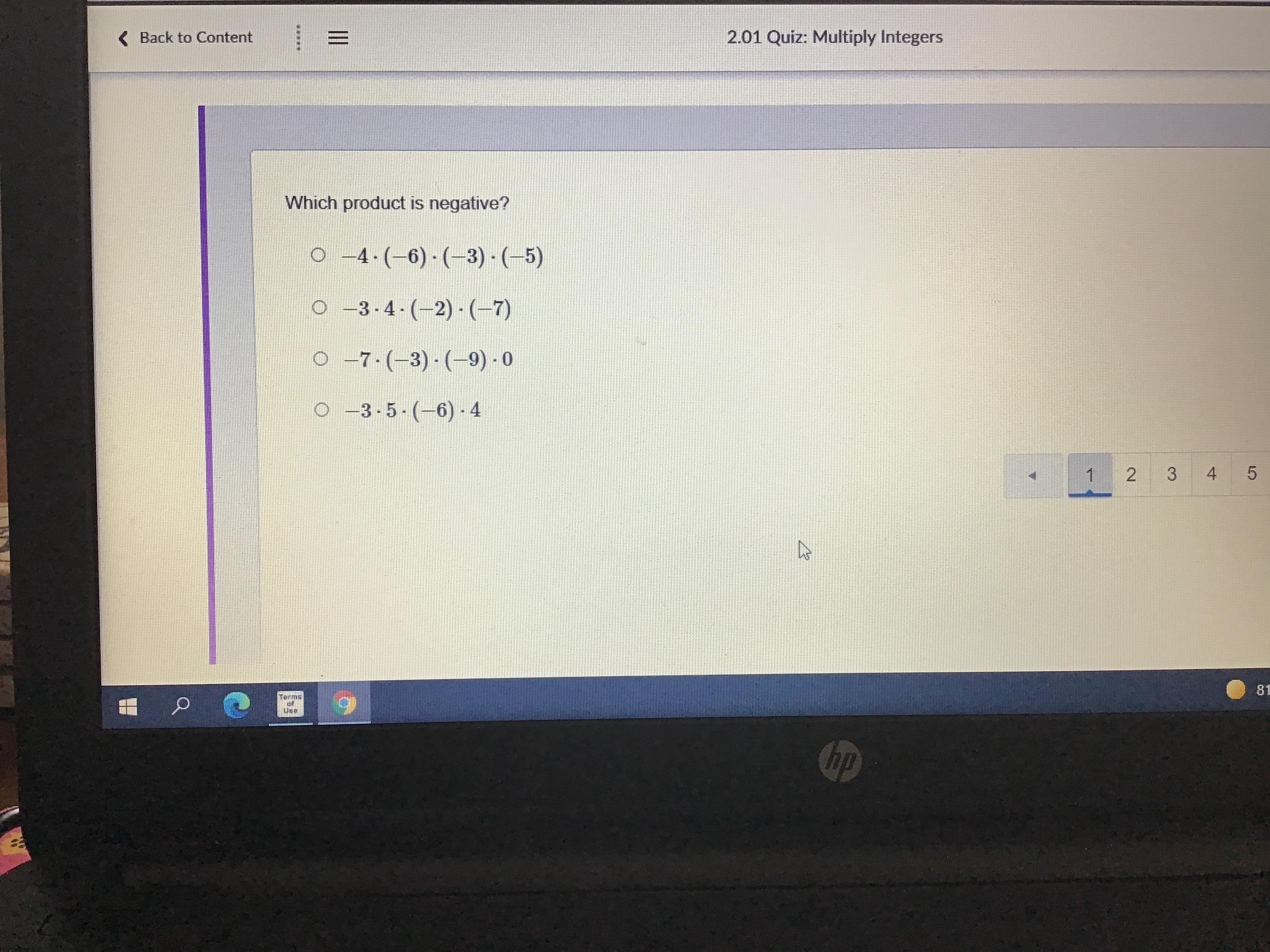 Which product is negative?