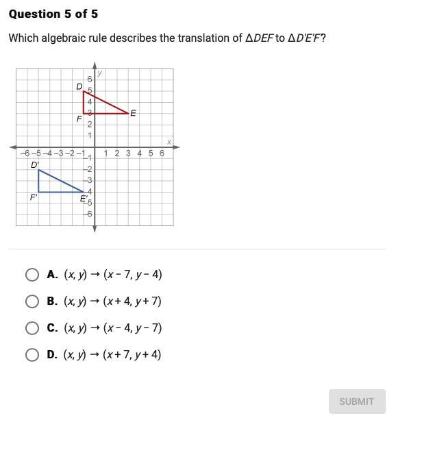 which algebraic rule describes the translation of DEF to D'E'F'