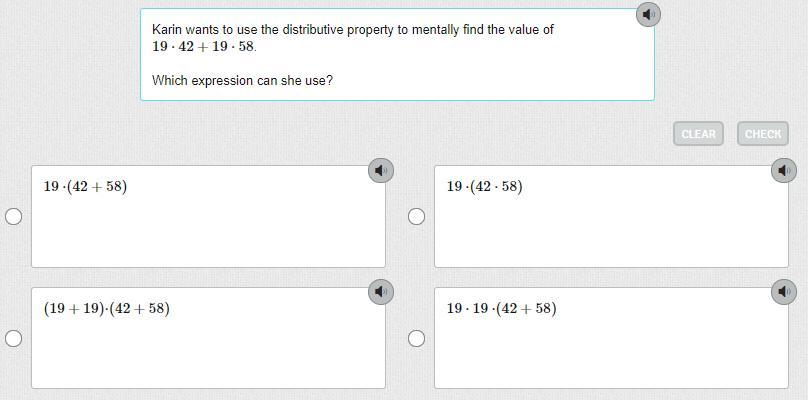 Karin wants to use the distributive property to mentally find the value of 1942+1958. Which expression