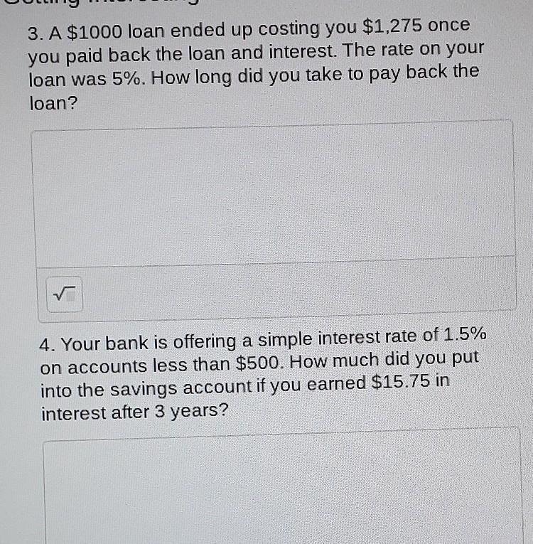 use the simple interest formula (I = prt) to solve for the missing value in the following situations