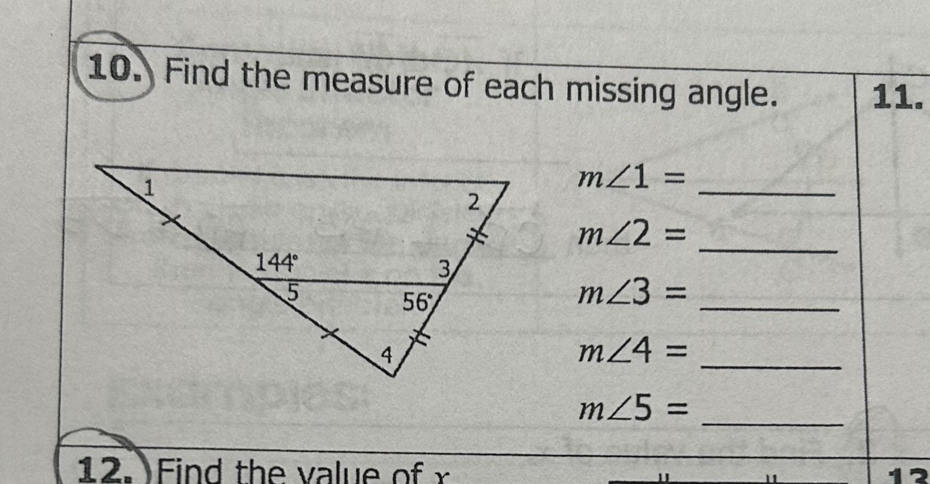 Please I need help!!!Find the measure of each missing angle.