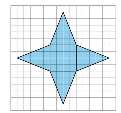 A right rectangular pyramid net is shown.What is the surface area of the figure?A. 16 square unitsB.
