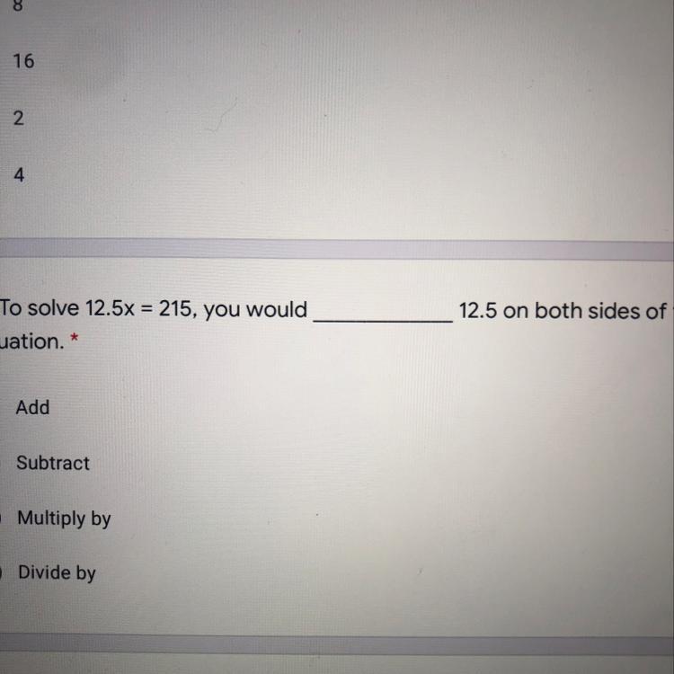 To Solve 12.5x = 215, You Would ... 12.5 On Both Sides Of The Equation 