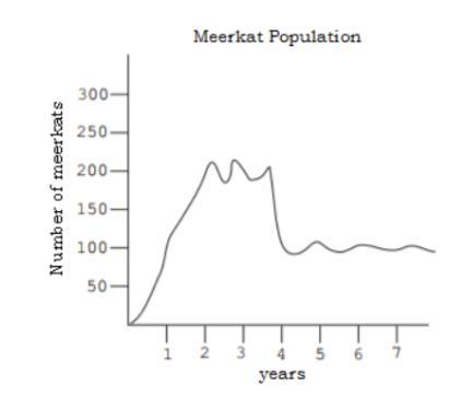 Below is a carrying capacity graph of a meerkat population in an African savanna. Meerkats are omnivores
