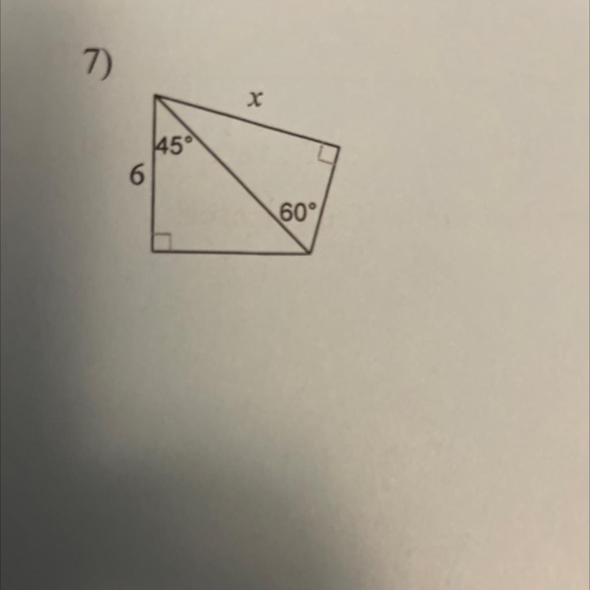 Find the missing side lengths, put answer as radical in simplest formLook at picture for reference 