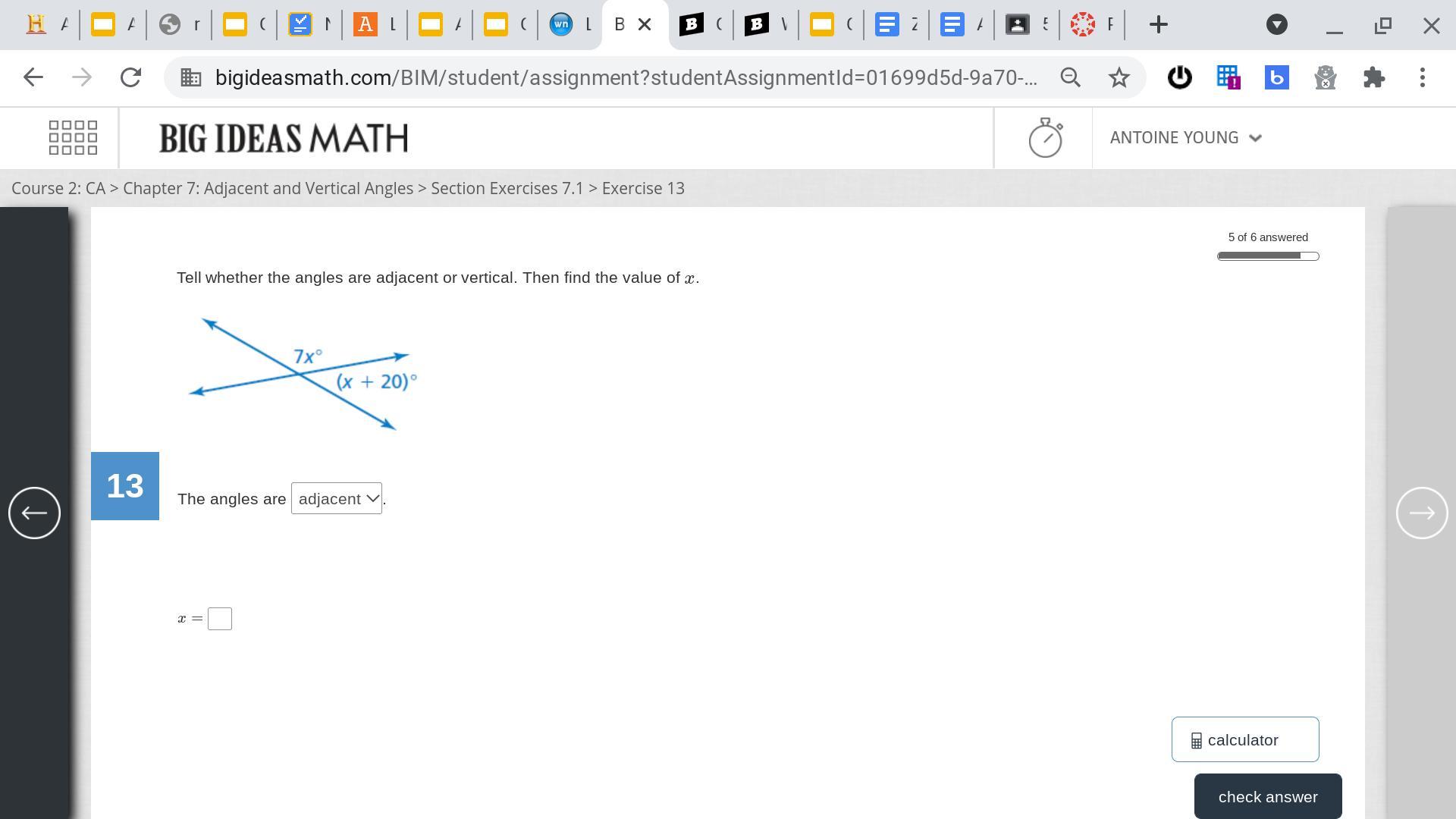 Please find the value of x