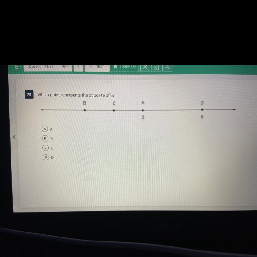 Which Point represents the opposite of six,??
