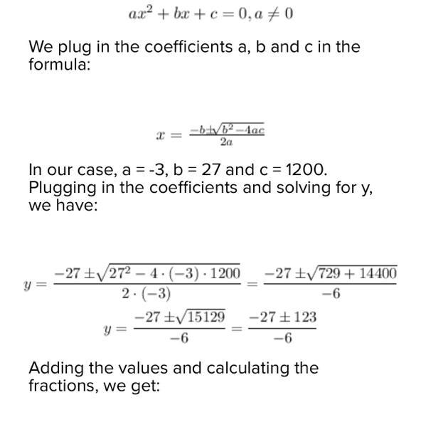 -3x^4+27x^2+1200=0Find all the zeros of the equation y problem is the calculation after the info in the