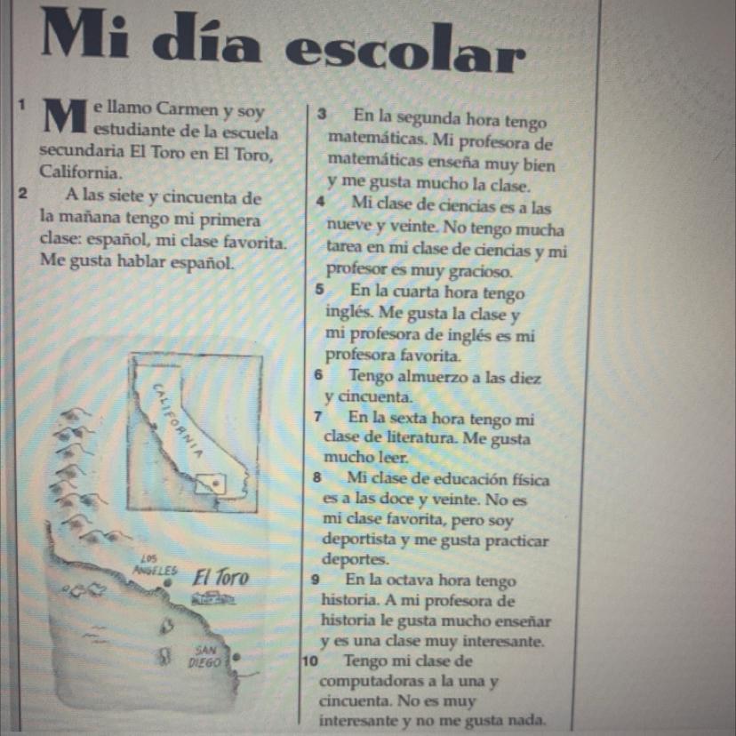 Read This And Answer My Questions 1. According To The Passage Why Does Carmen Enjoy Her Math Class 2.