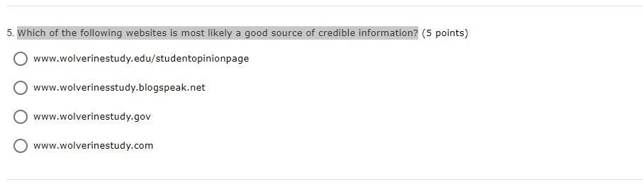 Which of the following websites is most likely a good source of credible information?