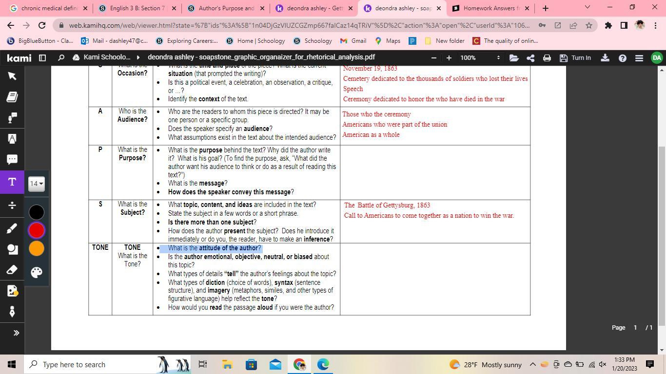 Help me with this English work of The Gettysburg Address with the reading and graphic organizer