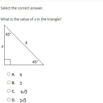 What is the value of x in the triangle?