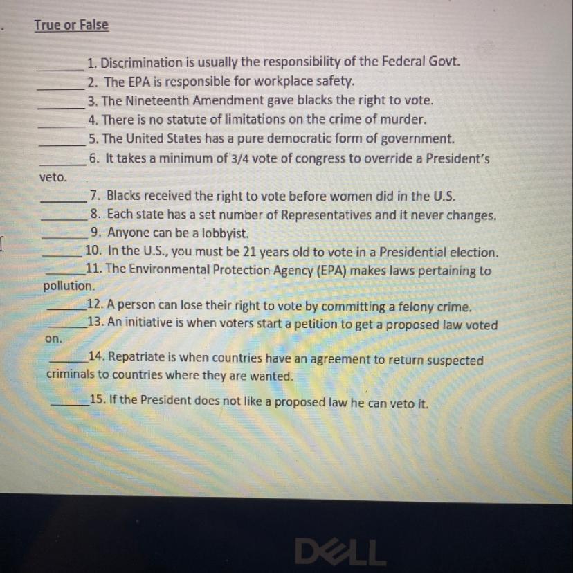 Plz Answer These Questions True Or False I Will Give Brainiest To The Right Answer 