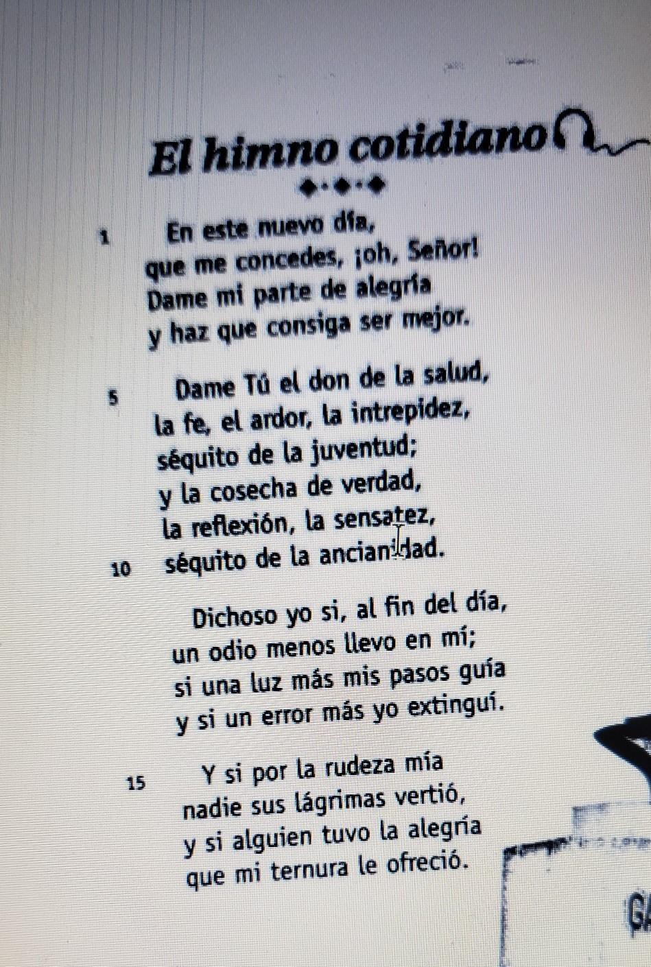Qu le har dichoso al fin del da? (Nombra cinco cosas.)