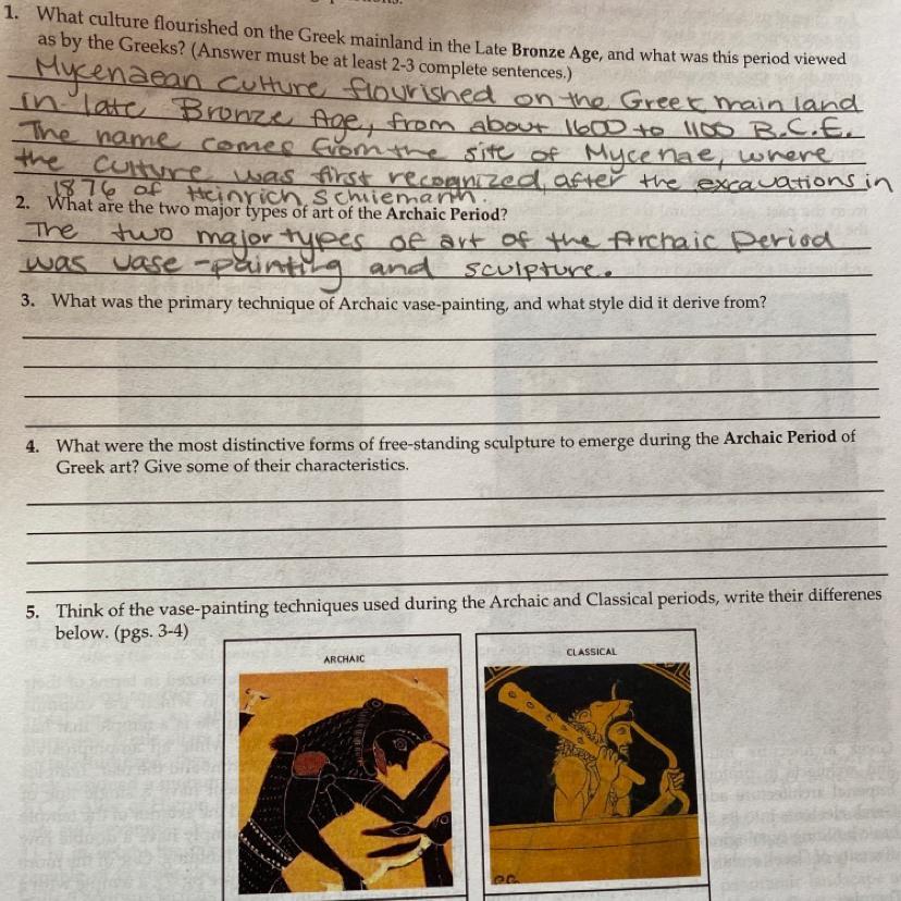 3. What Was The Primary Technique Of Archaic Vase-painting, And What Style Did It Derive From?