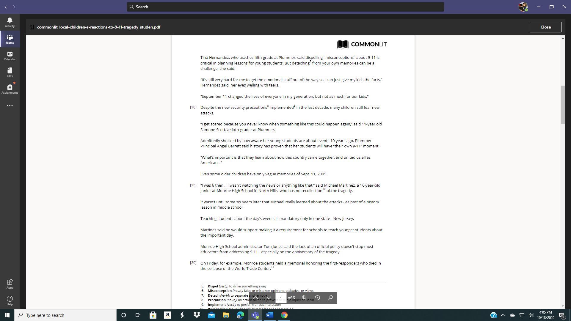 Describe How Llanos Portrayed Adults Who Remember 9-11 In Comparison To Students Who Know Little To Nothing