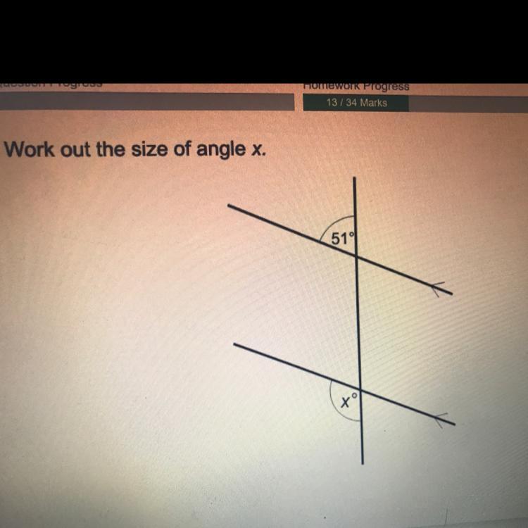 Work out the size of angle : x