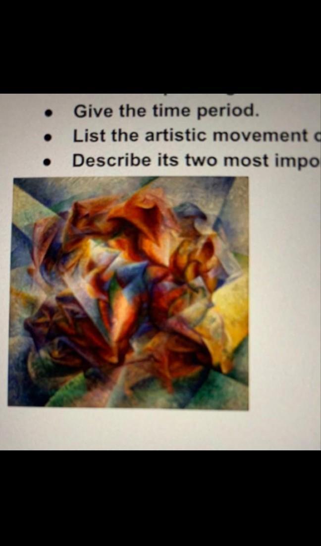 Look At The Painting Below. Name The Artist. Name The Painting. Give The Time Period. List The Artistic