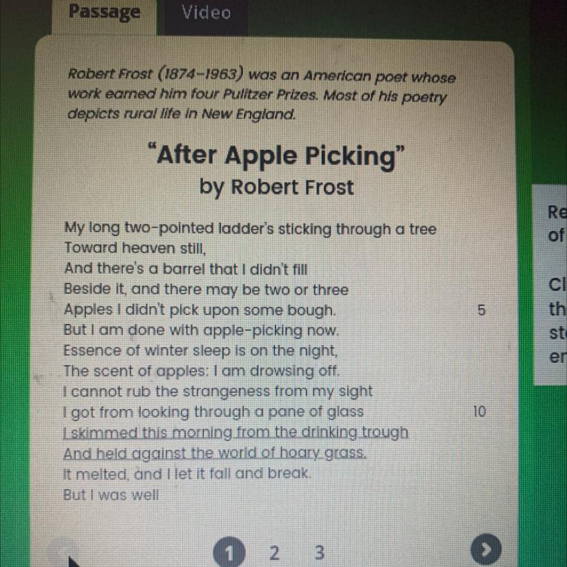 Review the underlined pairs of lines on pages 1-2of the Passage.Click the pair of lines that supports