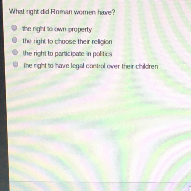 What Right Did Roman Woman Have?HURRY