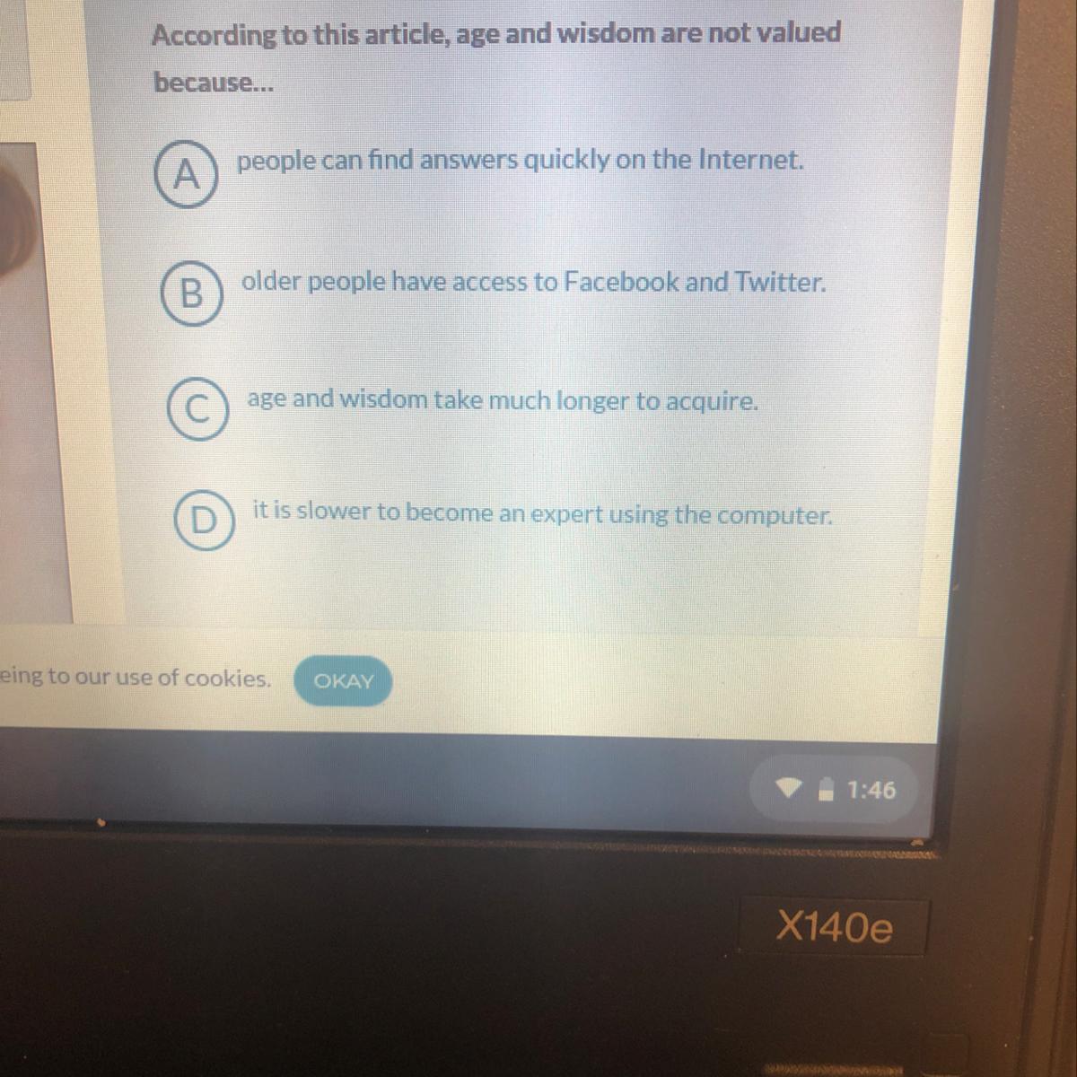 According To This Article, Age And Wisdom Are Not Valued Because... Help Me Please 