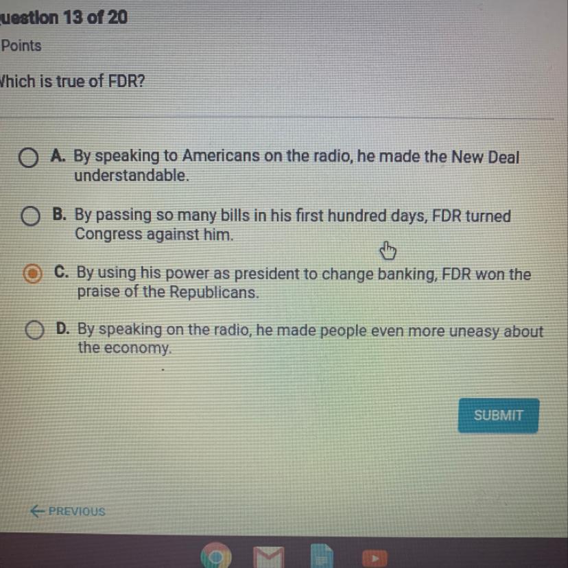 Which is true of FDR?