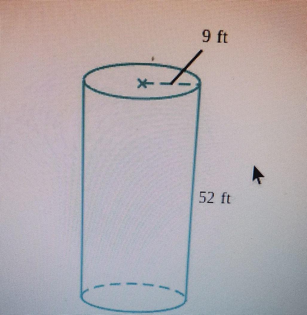 a grain silo has a cylindrical shape. its radius is 9ft, and height is 52ft. what is the volume of the