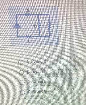 Which resistors in the circuit must always have the same current?B33cMDO A. C and DOB. A and DO C. A