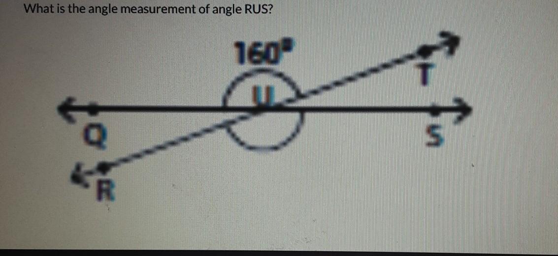 What is the angle measurement of the angle RUS