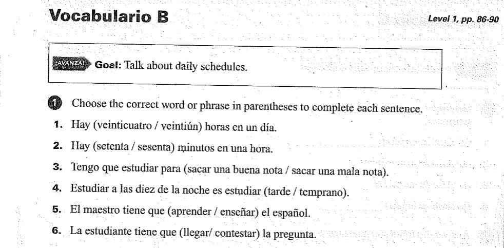 need some help on my Spanish homework