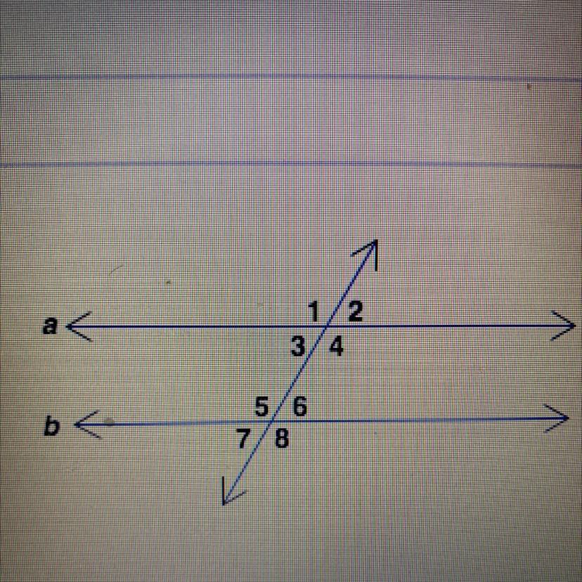 Given that lines a and b are parallel and that m&lt;3=66 , find m&lt;8