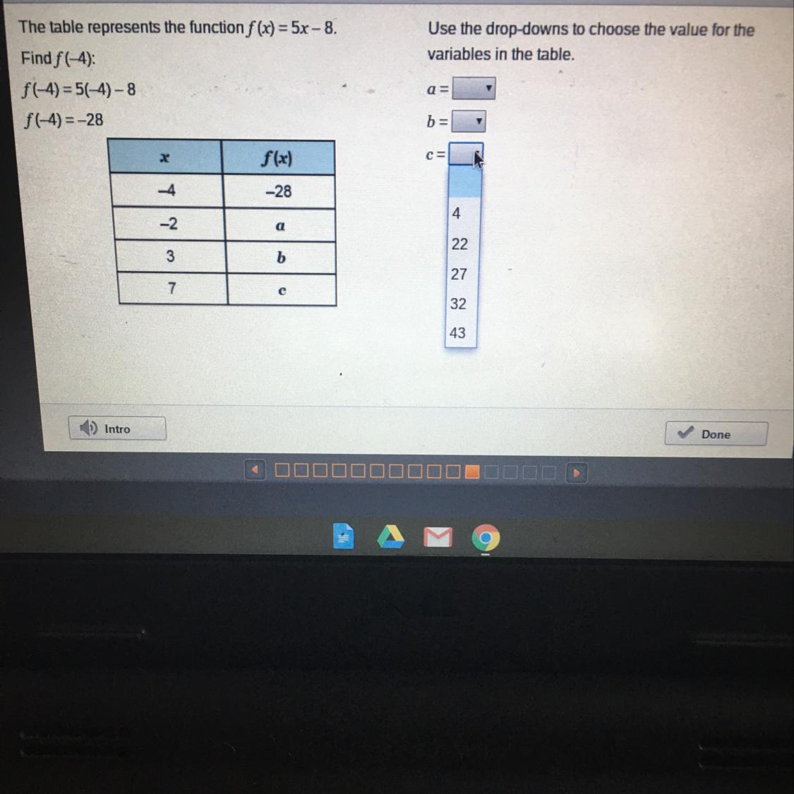 A: -18,-13,-5,2,7B:-4,0,2,7,12C:4,22,27,32,43