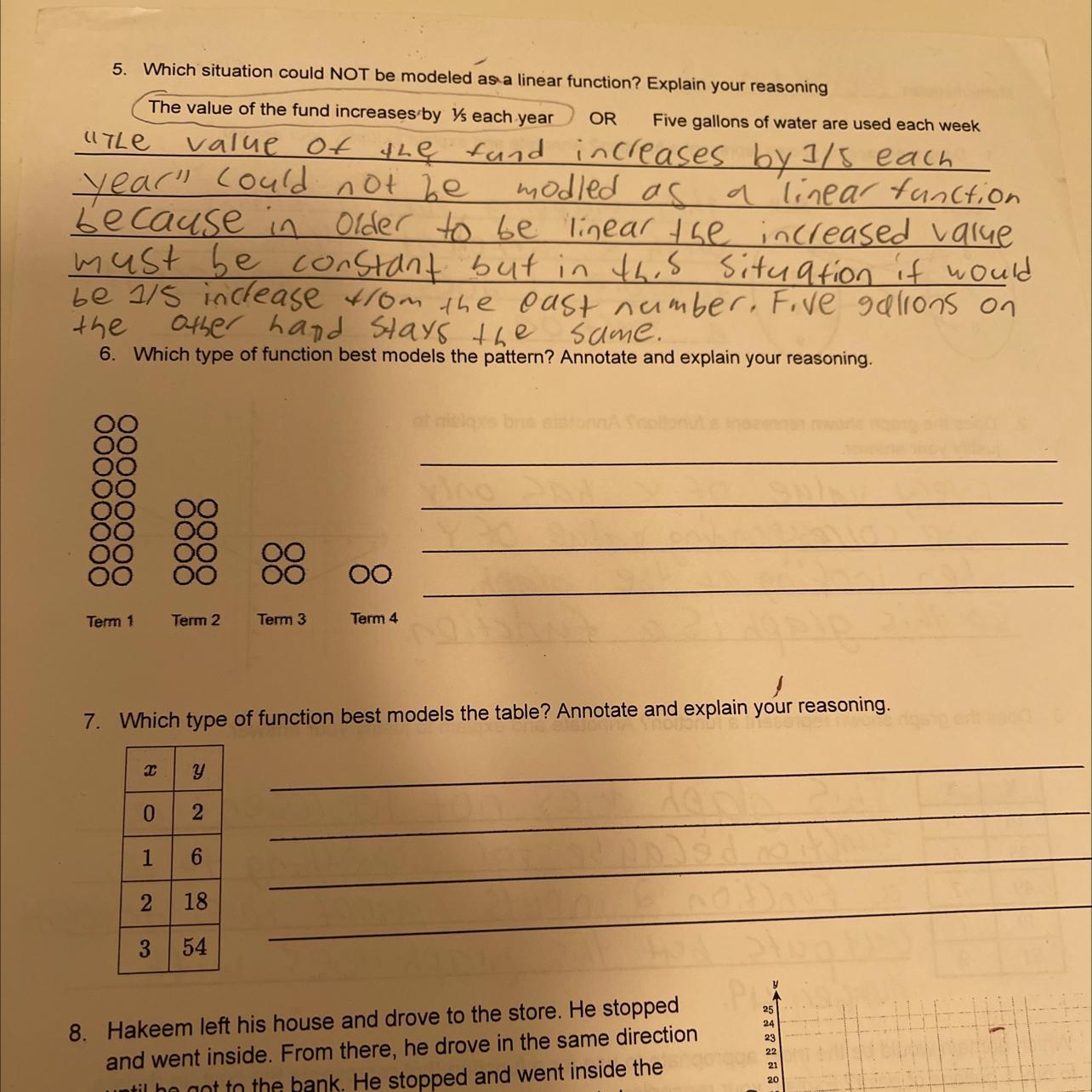 I need help on question 6 and simple explanation please (8th grade algebra)