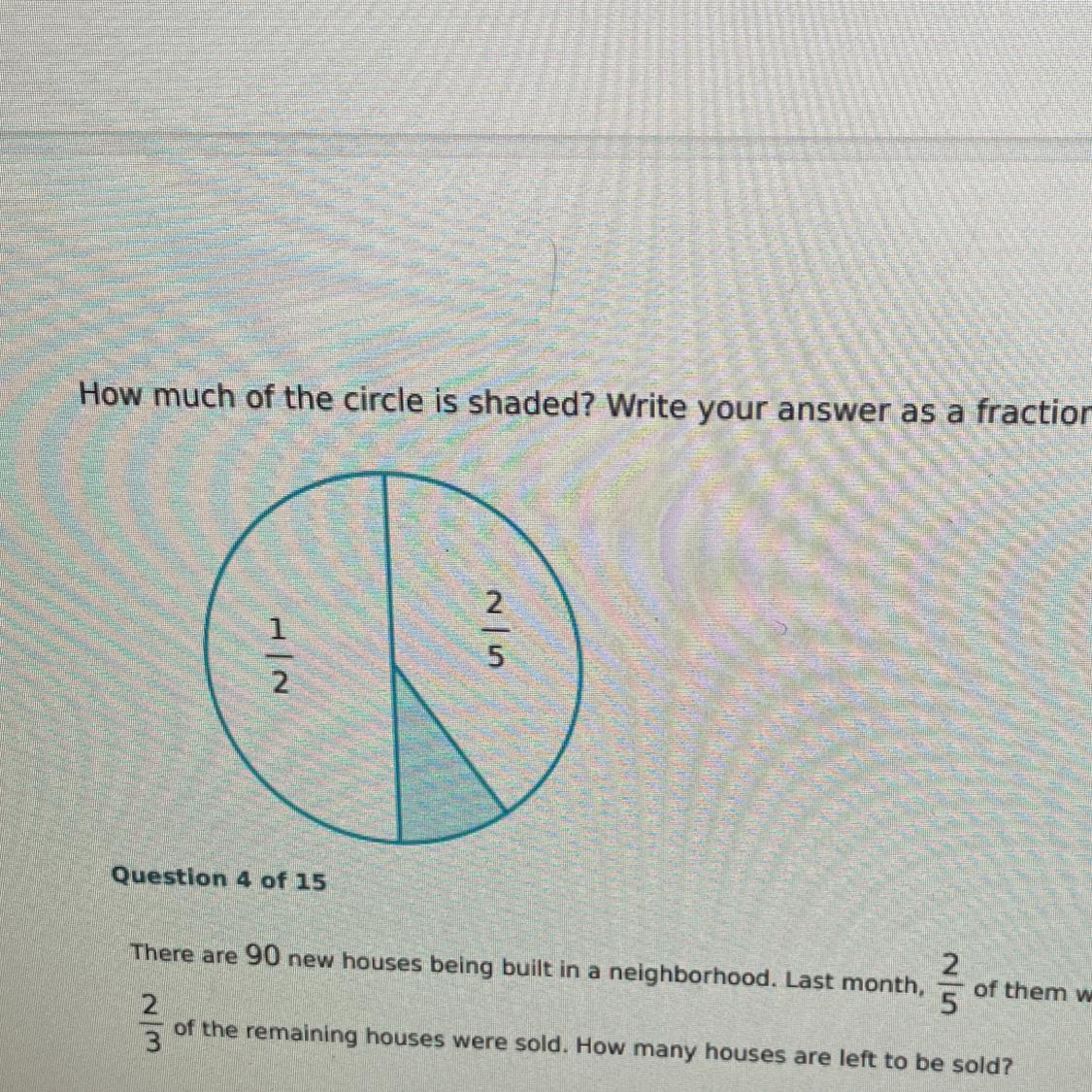 Guys! Help me find how much of this circle is shaded!