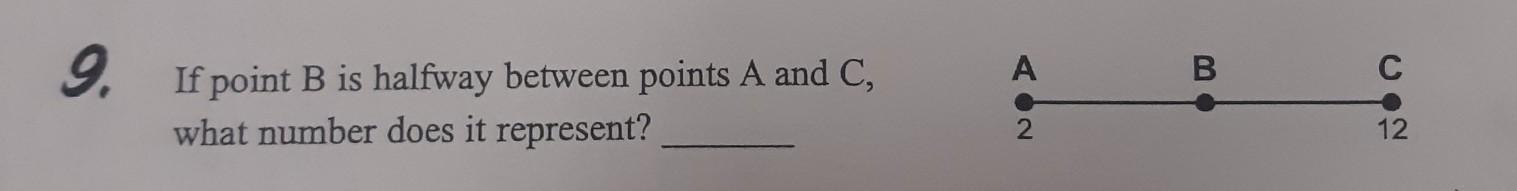 If point B is halfway between points A and C, what number does it represent?