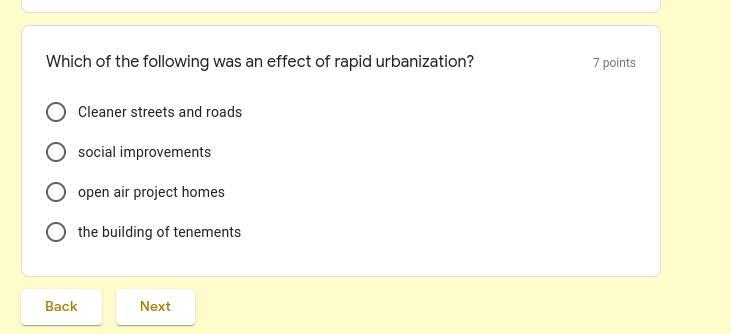 Which of the following was an effect of rapid urbanization?