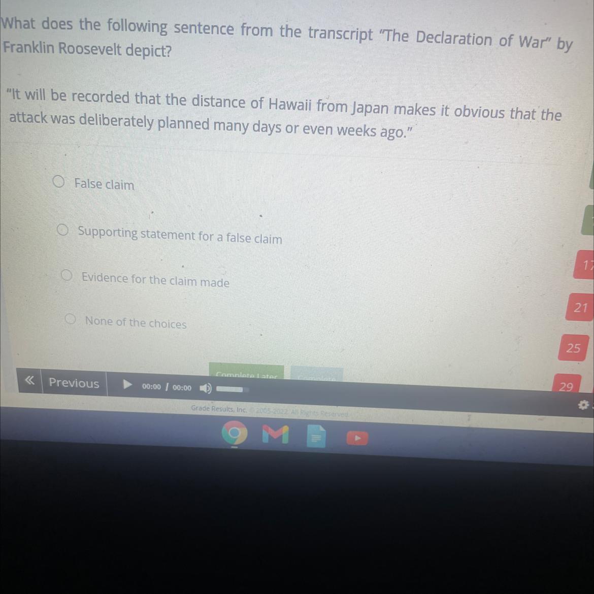 What Does The Following Sentence From The Transcript "The Declaration Of War" ByFranklin Roosevelt Depict?"It