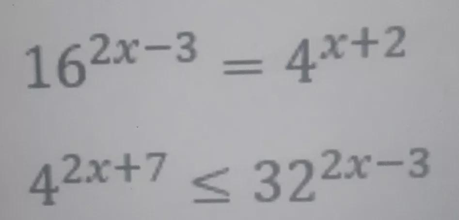 Solve for the values of x for each of the following exponential equations and inequalities.