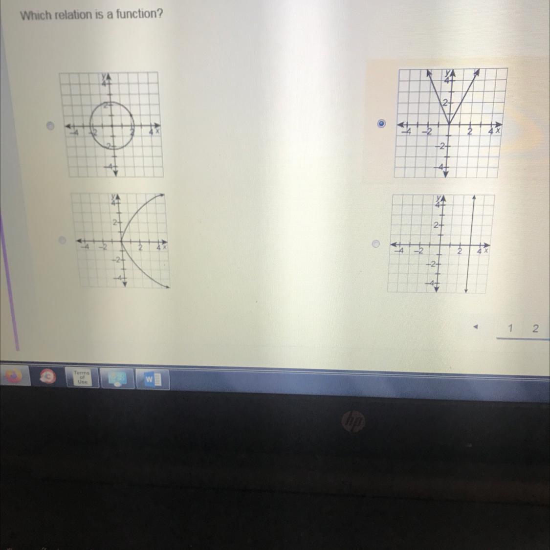 Which relation is a function?A: a circle B: a YC: a CD: a line